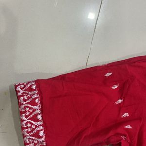 Red V Neck Straight Kurta