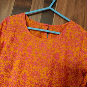 Orange & Pink Kurta Set (Women)