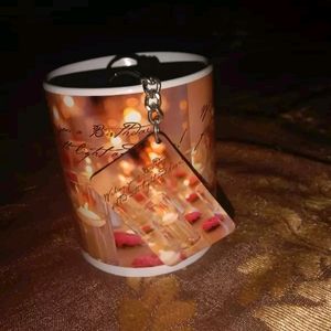 Candle Design Beautiful Mug With Keychain