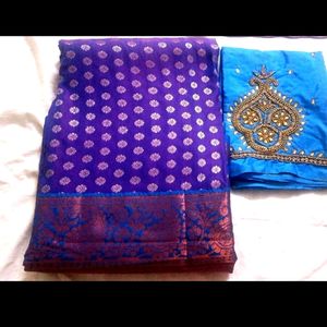 New Stunning Blue Semi Venkatagiri Pattu Saree