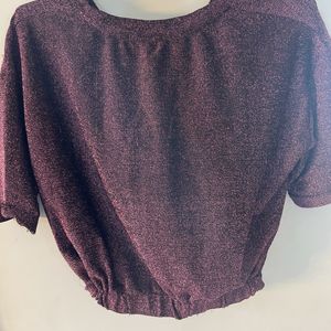 Maroon Twist-Front Blingy Top