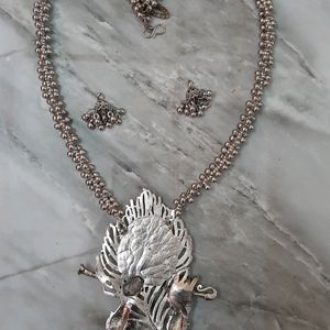 Samridhi DC Silver-Plated Beaded Peacock Jewellery