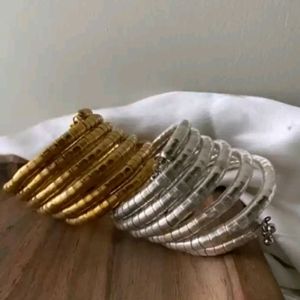 Combo Of 2 Spiral Bracelet ( GOLD + SILVER)