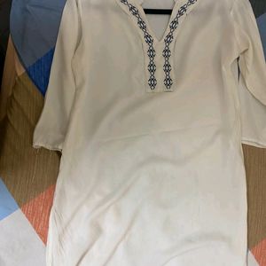 white kurta blue embroidery