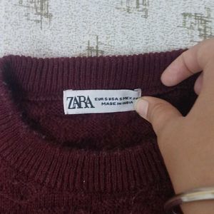 Women Coffe Coloures Sweater From Zara