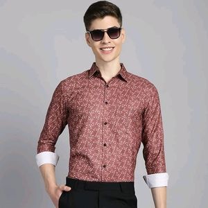 Printed Slim Fit Cotton Blend Formal Shirt