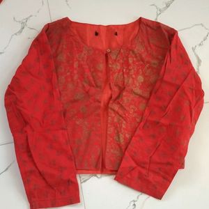 Bright Red Colour Kurta With Jacket