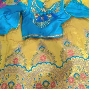 lGirl's Satin Semi-stitched Lehenga Choli Set