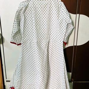 Polka Dot White Cotton Kurta