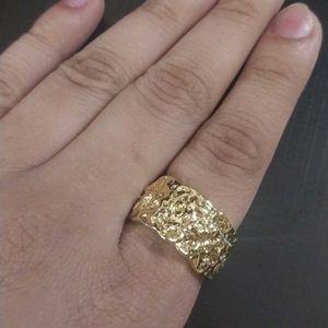 Hammered Metal Gold Plated Ring Anti Tarnish