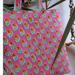 Pink And Mustard Tote Bag