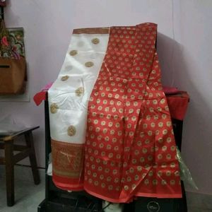 Red White Saree