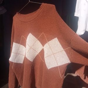 Pinterest Brown Argyle Sweater Oversized