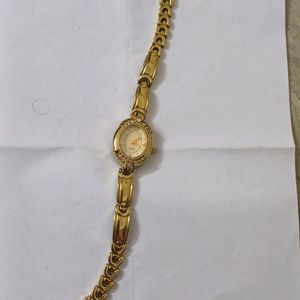 Gold Polish Chain Watch For Females