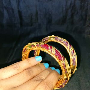 Gold plated Red Pola Bangles