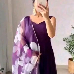 Purple Suit With Dupatta