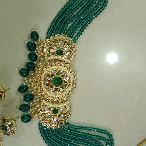 NEW TRENDING RAMA GREEN JEWELLERY SET