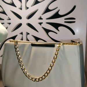 White And Beige Sling Bag