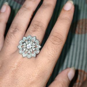 Silver And Blue Stone Ring