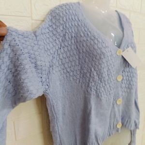 Lavender Crochet Crop Cardigan