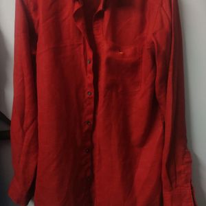 New Premium Cotton Linen Red Shirt