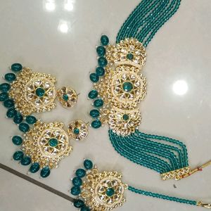 NEW TRENDING RAMA GREEN JEWELLERY SET