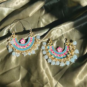 Ethnic Blue Chandbali Earrings for Women