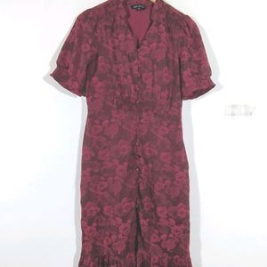 Maroon Floral Print Dress (Women's)