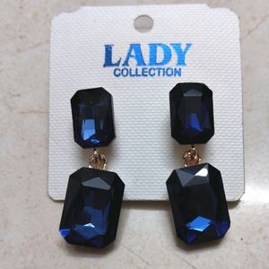 Blue Crystal Dangling Earrings