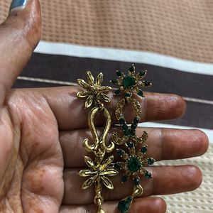 Beautiful Green And Golden Earrings