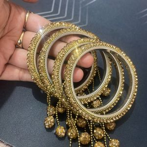 Golden Bangles With Latkan