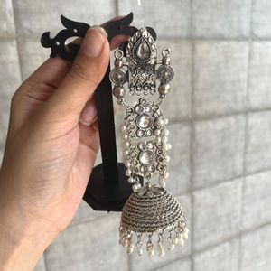 Long Silver jhumkas