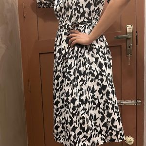 Printed Black And White Dress