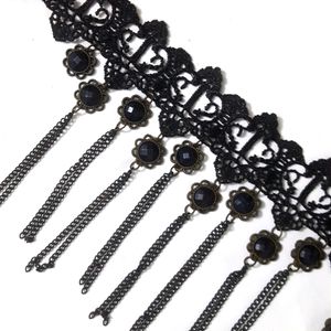 Black Fabric Lace Chokers Stylish Necklace