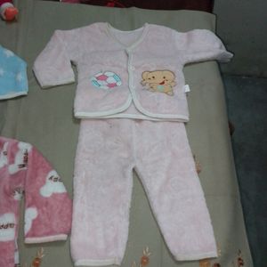 6-12 Months Baby Winter Wear Combo Of 3 Dresses