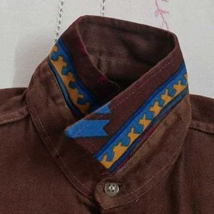 Brown Denim Cowboy Style Shirt