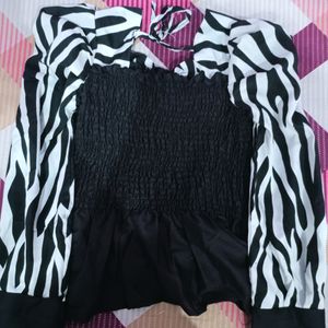 Korean style Printed Black Top