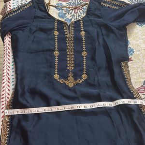 Navy Blue Embroidered Kurta