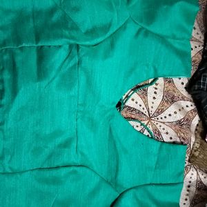 Sea Green Jimmy Choo Saree With Stitched Blouse