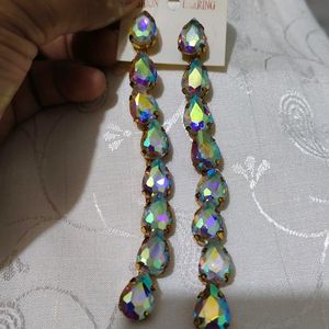 Rainbow Glass Stone Earring