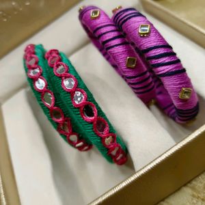 Handmade Thread Bangle (Set Of 2)