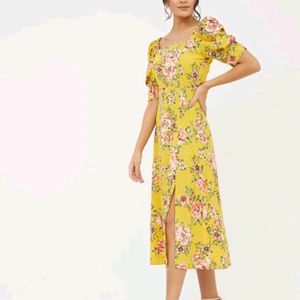 Yellow Puff Sleeve Dress