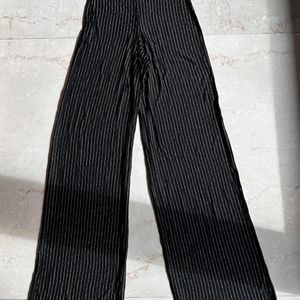 High Waist Gold & Black Striped Wide Pants