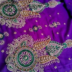 Purple💜 Heavy Embroidery Party wear Saree