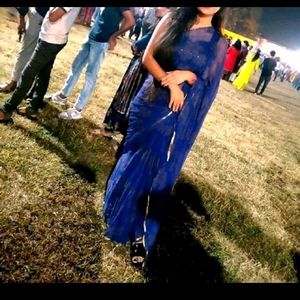 Navy Blue Saree Without Blouse