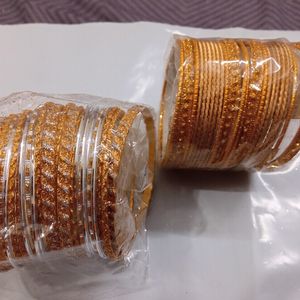 Metal Gold Glitter and Silver shine Chudiya Combo