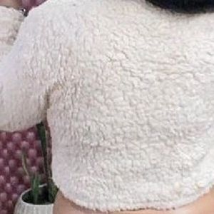 White Woolen Fur Top