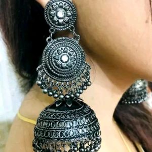 Oxidised Afghani jhumka