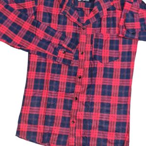 Multicolor M Size Red-blue Check Men's Shirts