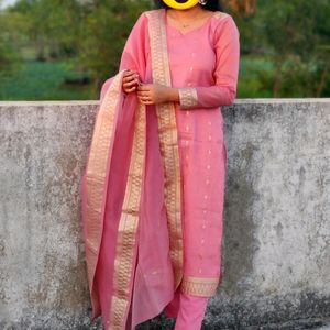 Diwali Special ✨Organza Kurta Pants And Dupatta